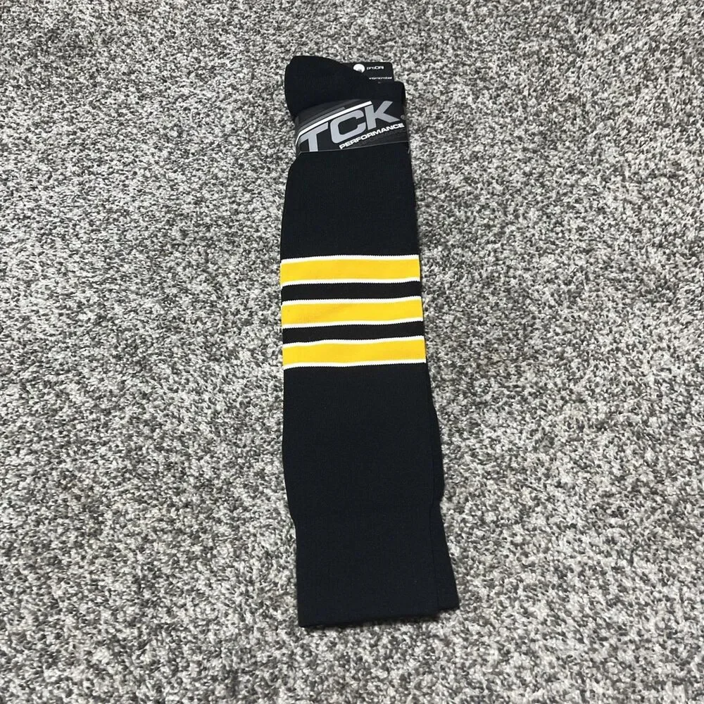 TCK Performance Yellow, Black and White Knee-High Striped XL NWT